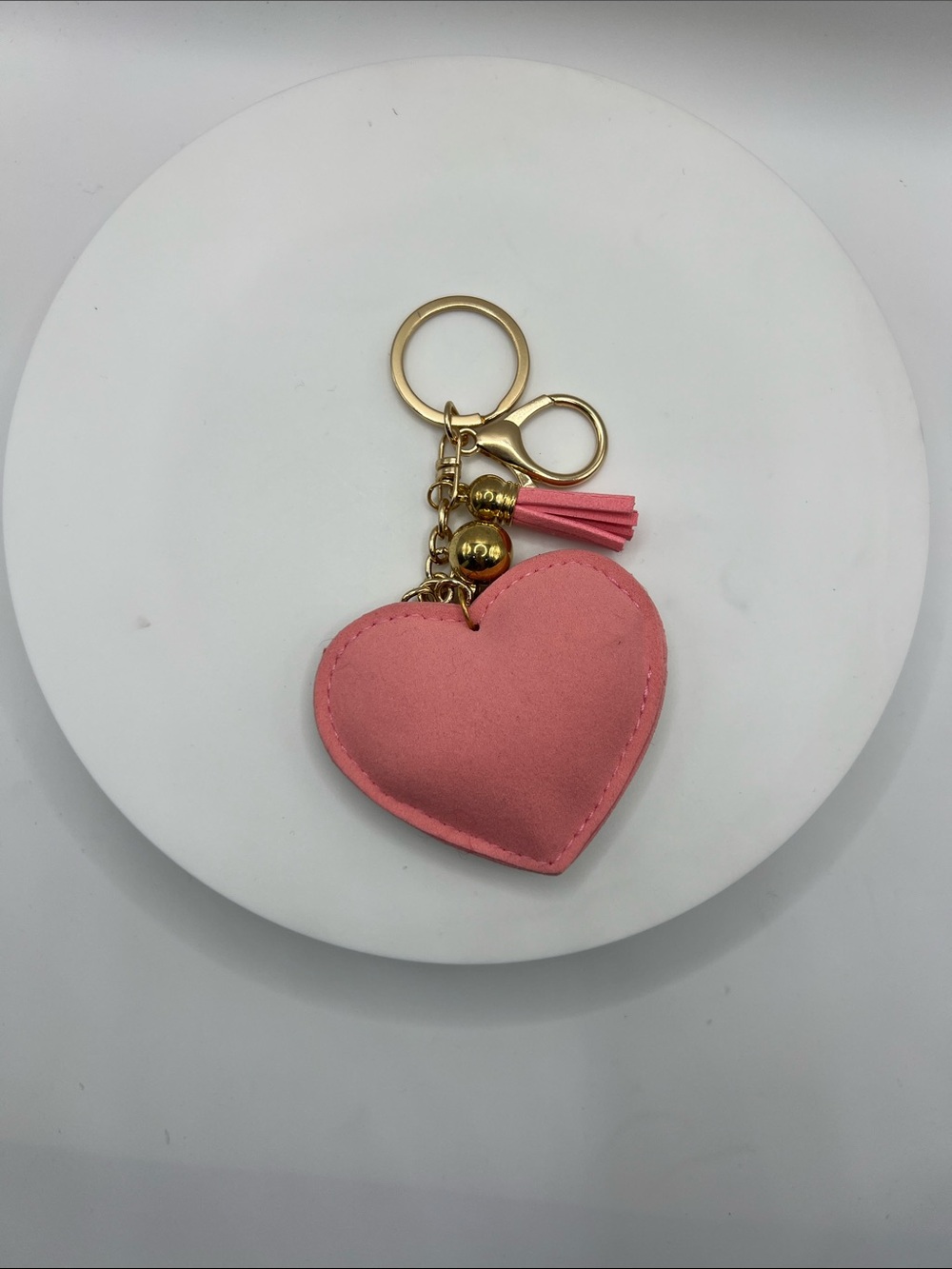 758. Heart Leopard Print Tassel Keychain - Picture 4 of 4